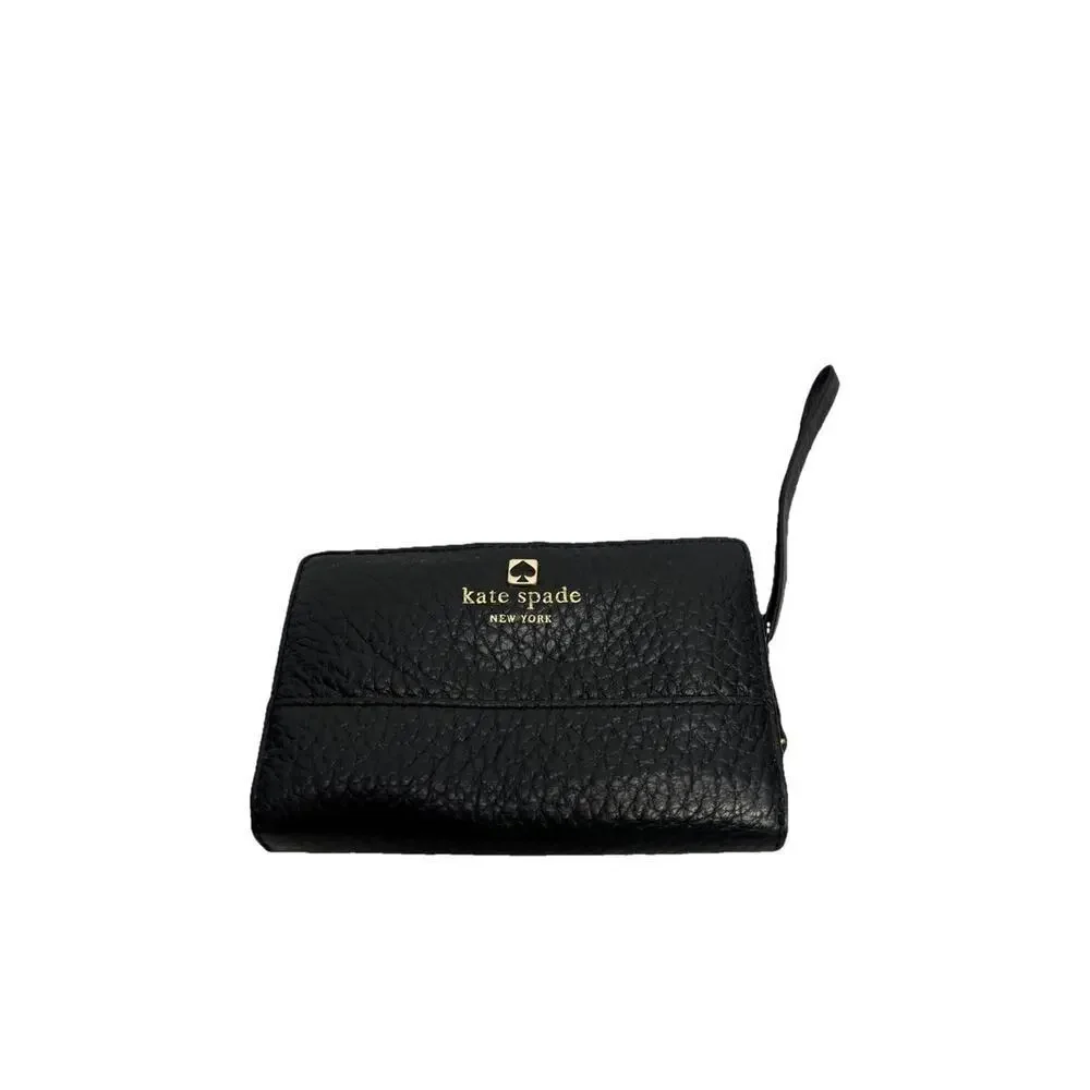 Kate Spade New York Black Saffiano Leather Wristlet Wallet Carryall